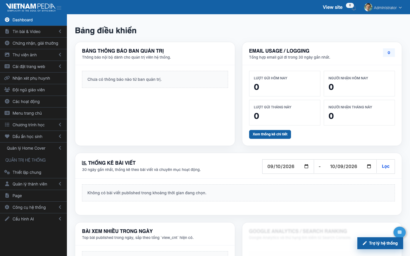 Bảng điều khiển CMS